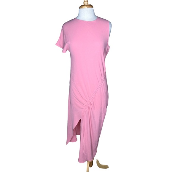 Zara ASYMMETRIC DRAPED Cinch Pink DRESS - Picture 3 of 7